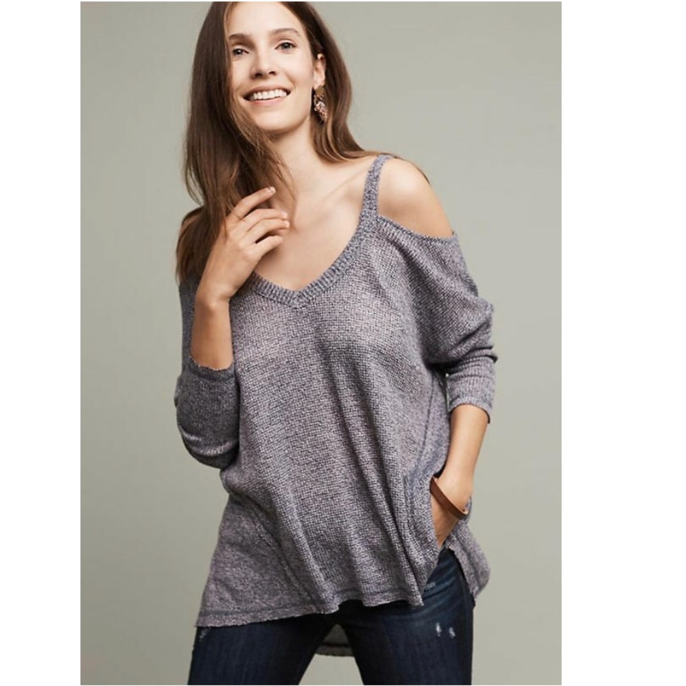 Anthro Deletta Millipa Cold Shoulder Knit Top
